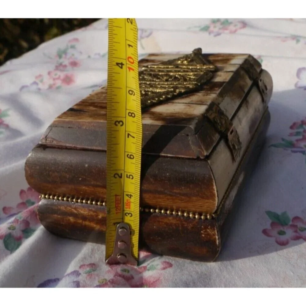 Trinket Jewelry Box Camel Bone & Brass Handcrafted 5.75